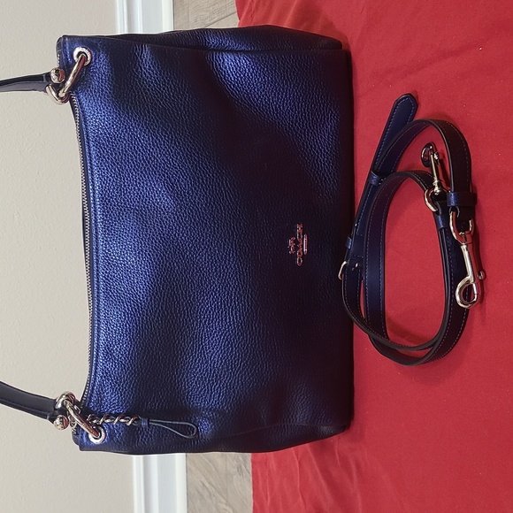 Coach Mia Shoulder Bag Pebble Leather In Navy Blue (Larger Version) - Picture 5 of 10